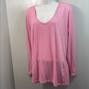 Poof! Pink V-Neck Women's Long-Sleeve Top size 2X